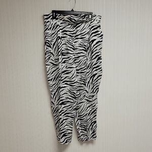 IPEKYOL Zebra Print Satin Pants Sz 14 Indie Sleeze New Mobwife monochrome